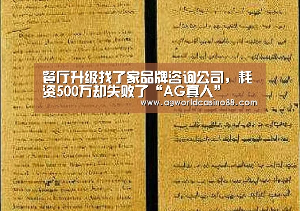 餐厅升级找了家品牌咨询公司,耗资500万却失败了“AG真人”(图2) AG视讯